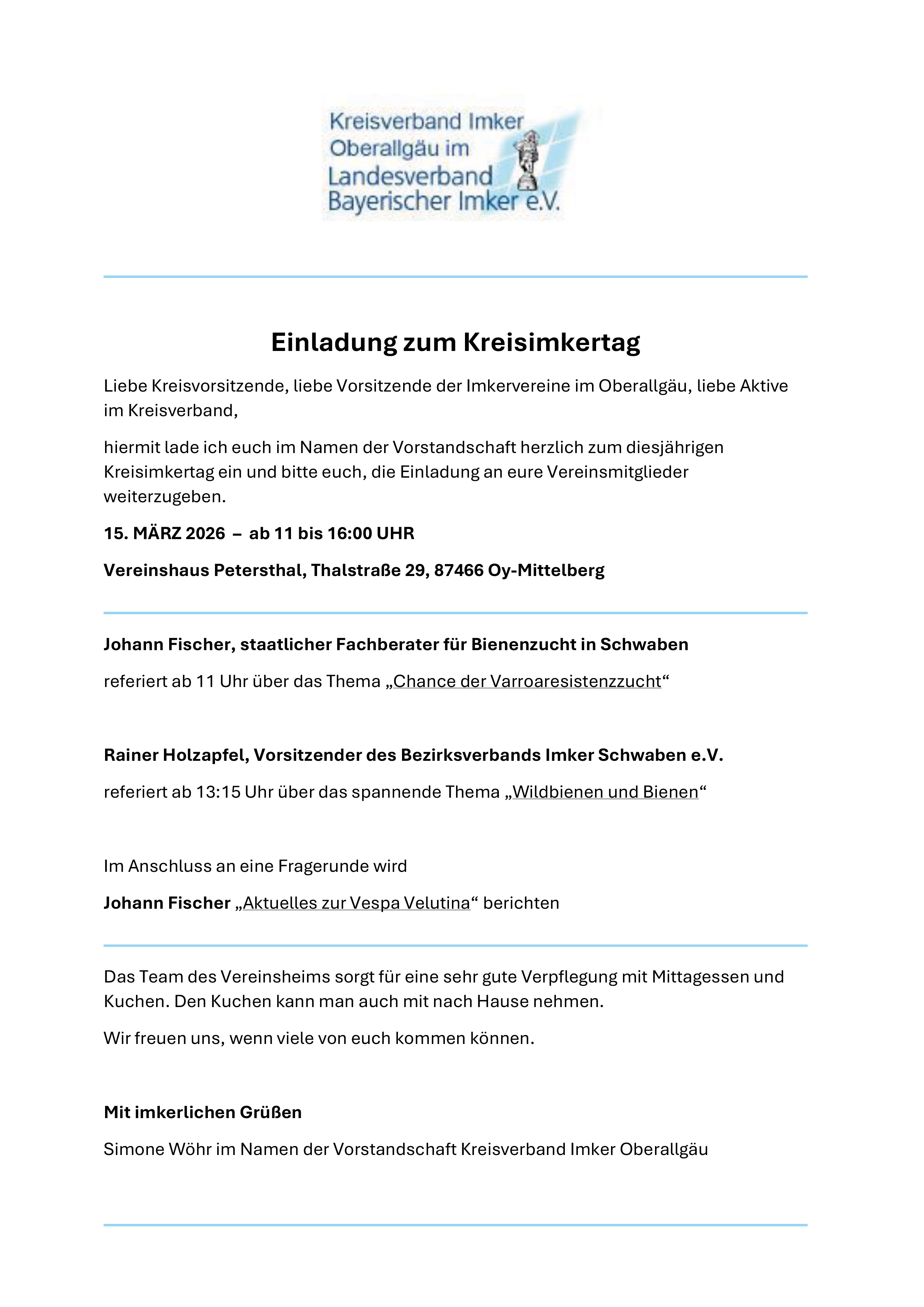 Einladung Kreisimkertag